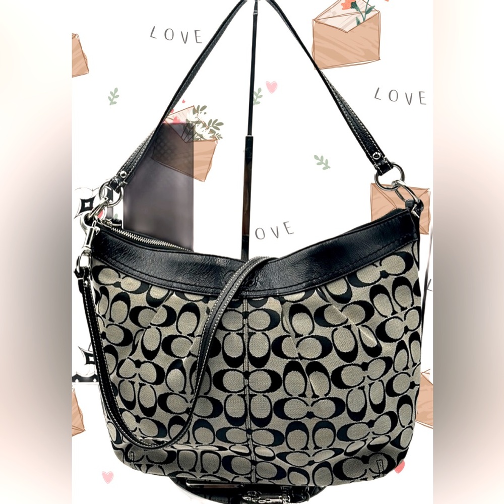 COACH Jacquard Signature Pleated Hobo Bag